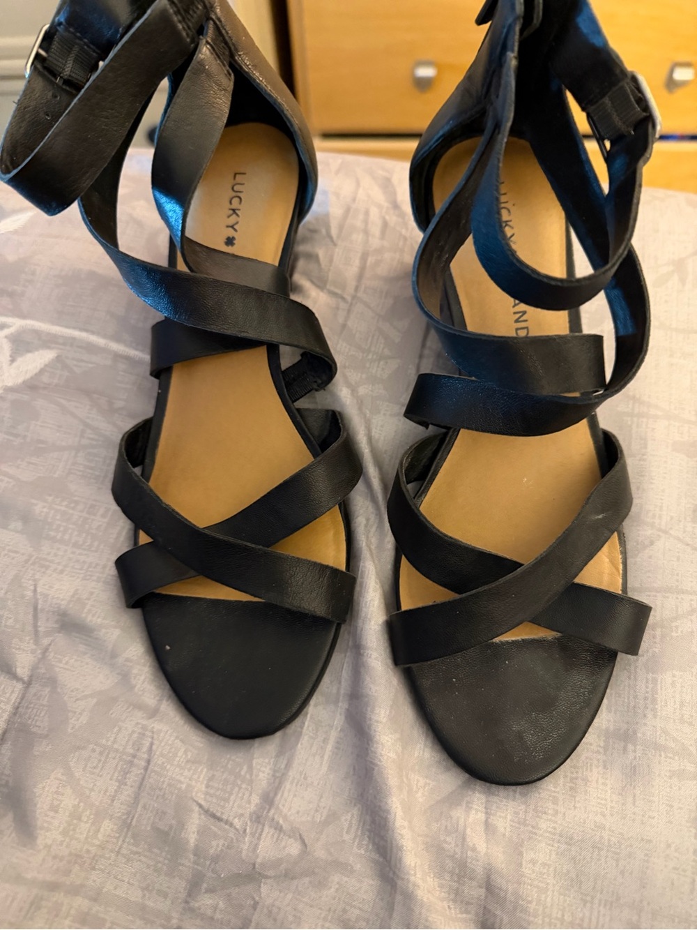 Lucky Brand Black Strappy Gladiator Sandals